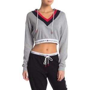 Tommy Hilfiger Cropped Retro Cotton Logo Lounge Hoodie XS